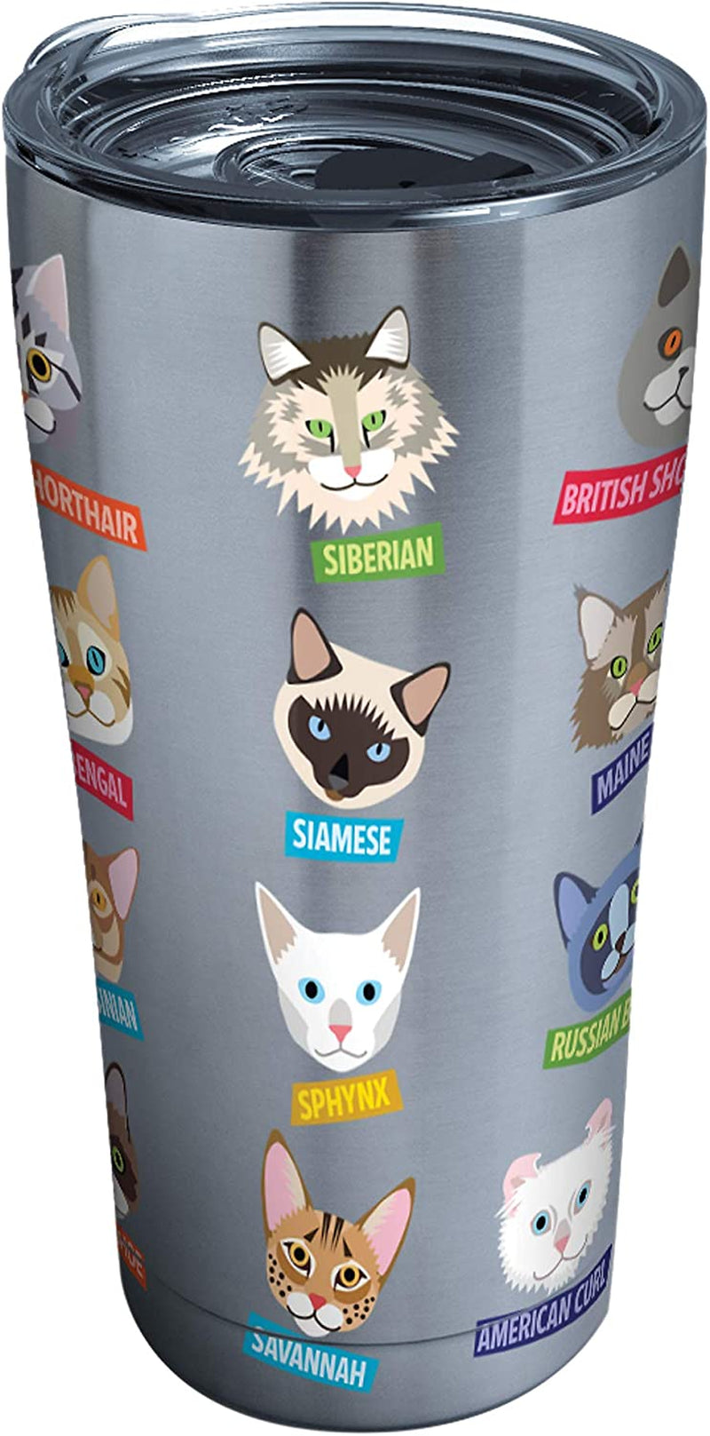 Tervis Flat Art - Cats Tumbler with Wrap and Lime Green Lid 16Oz, Clear