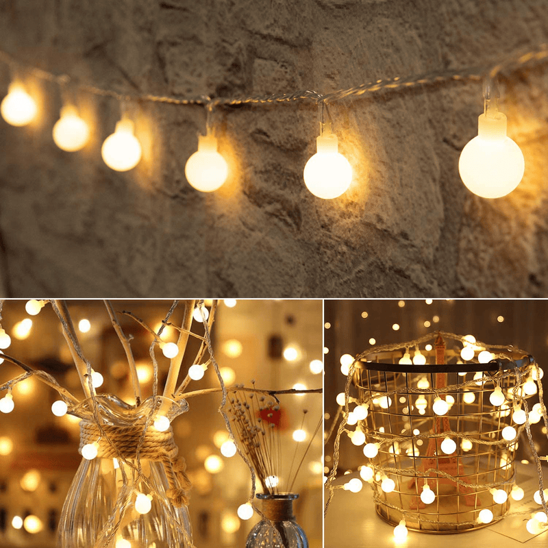 33 Feet 100 Led Mini Globe String Lights, Fairy String Lights Plug in, 8 Modes with Remote, Decor for Indoor Outdoor Party Wedding Christmas Tree Garden, Warm White