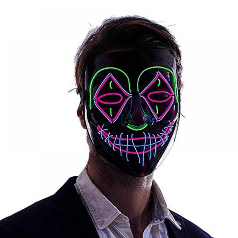 Halloween Scary Mask Cosplay Led Costume Mask EL Wire Light up for Halloween Festival Party