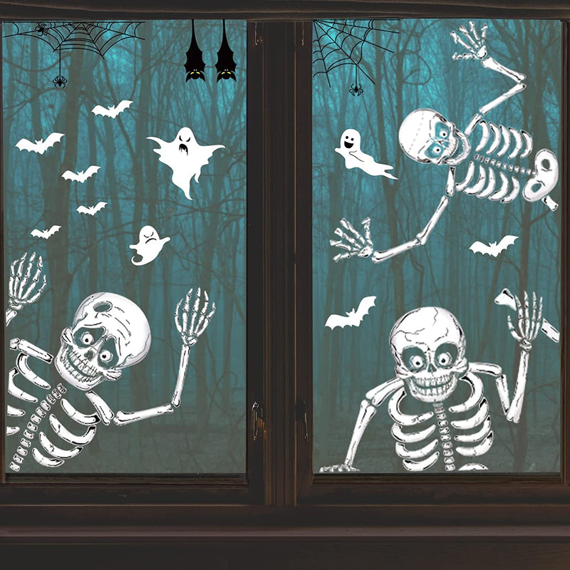 140PCS Halloween Window Clings Decor for Halloween Decorations, Double Side Halloween Window Stickers Removable Glass Decals for Halloween Party Decorations