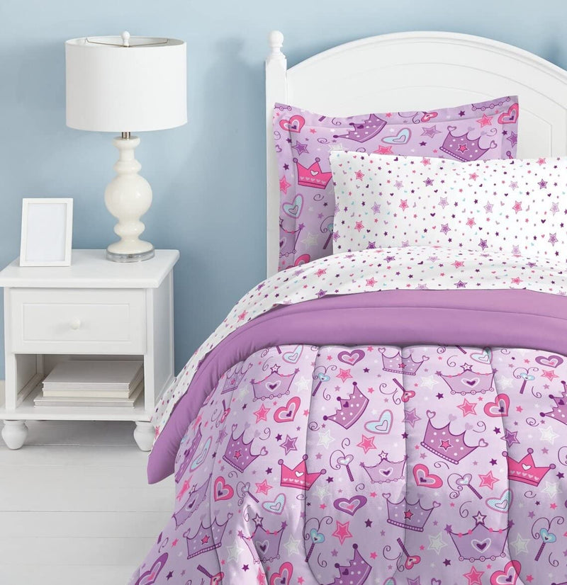Dream FACTORY Kids 5-Piece Complete Set Easy-Wash Super Soft Comforter Bedding, Twin, Multicolor Dinosaur Prints