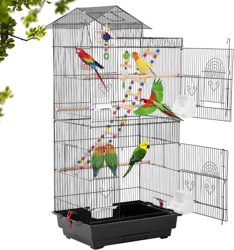 39-Inch Roof Top Large Flight Parrot Bird Cage Accessories Medium Roof Top Large Flight Cage Parakeet Cage for Small Cockatiel Canary Parakeet Sun Parakeet Pet Toy