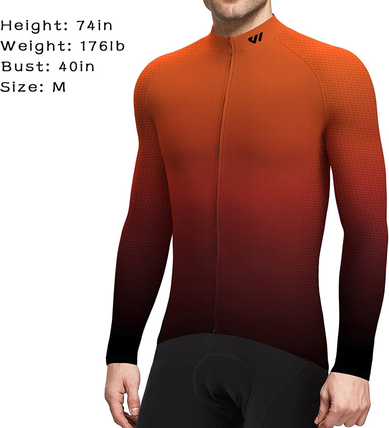 Lo.Gas Cycling Jersey Men Long Sleeve Bike Shirt Full Zip with Pockets Moisture Wicking Bicycle Clothes