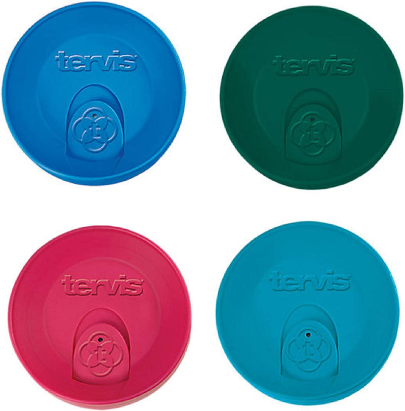 Tervis Travel Lid for 16 Oz Tumbler, Don'T Fit Mugs, Color Blue, Hunter Green, Turquoise & Fuchsia, Each One 4-Piece Set