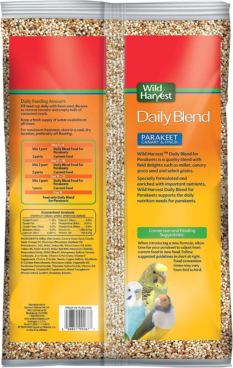 Wild Harvest Daily Blend Nutrition Diet for Parakeet, Canary and Finch 10 Pounds