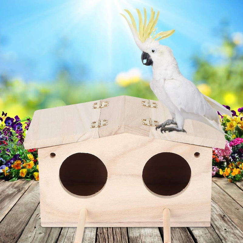 Parakeet Nesting Box, Wooden Pet Bird Nests House Cockatiel Breeding Box Cage with Perch Birdhouse Accessories for Parrots Swallows Cockatiel Lovebirds Budgie Finch, 9.1X5.1X4.9In