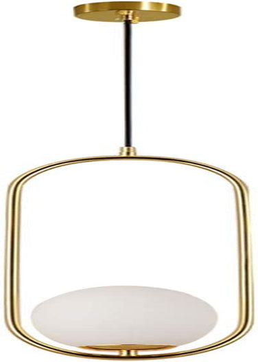 KCO Lighting 1 Light Globe Pendant Light Fixture, Mid Century Modern Adjustable Pendant Lighting ,Gold Hanging Light with White Frosted Glass Globe for Island Kithchen Bedroom Living Room (9.8'')