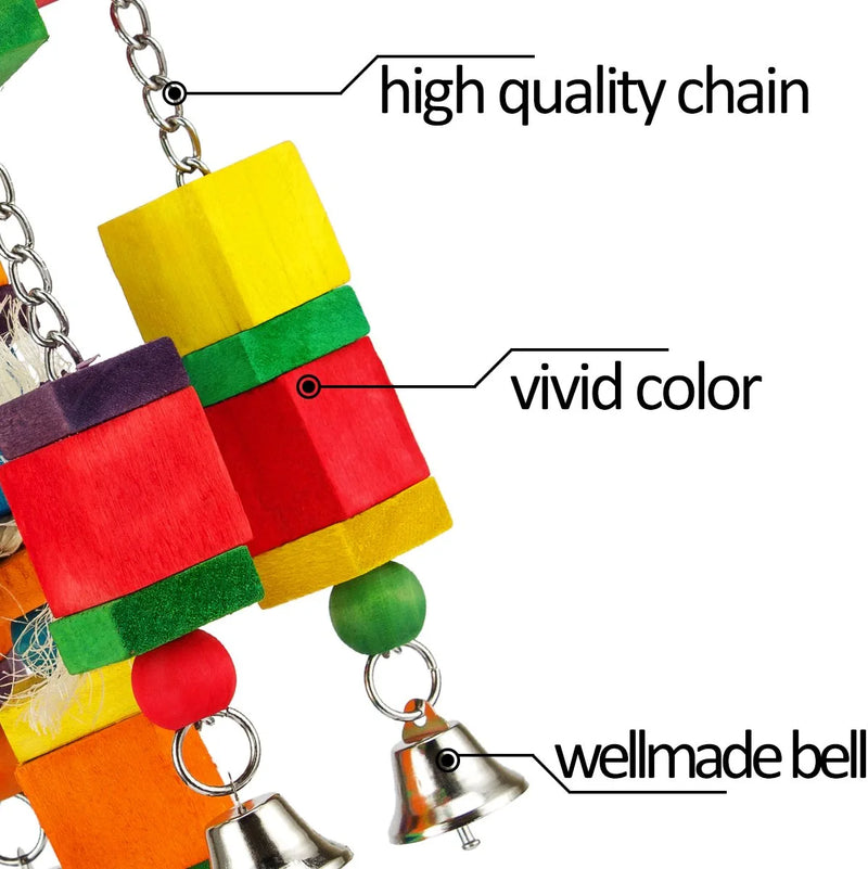 MEWTOGO Colorful Wooden Block Bird Parrot Tearing Toy Suggested for Small and Medium Parrots