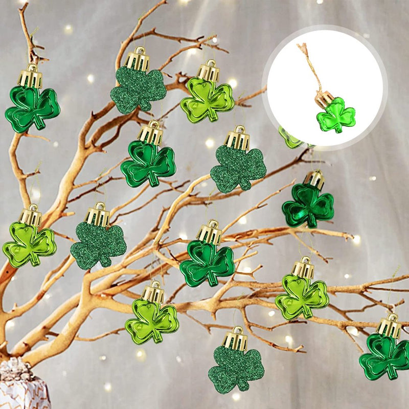 DTOWER 12 Pieces Valentines Day Ornaments for Tree St.Patrick'S Day Porch Shamrock Wall Decor Good Luck Clover Shelf Festival Pendant Light Green