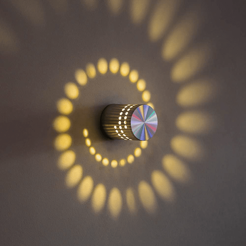 3W Spiral LED Wall Light, Leagway Aluminum Sconce Ceiling Light Aisle Bedroom Vestibule Foyer Cafe Corridor LED Lamp, Creative Indoor Wall Decoration Light Lighting, AC85-265V (Warm White)