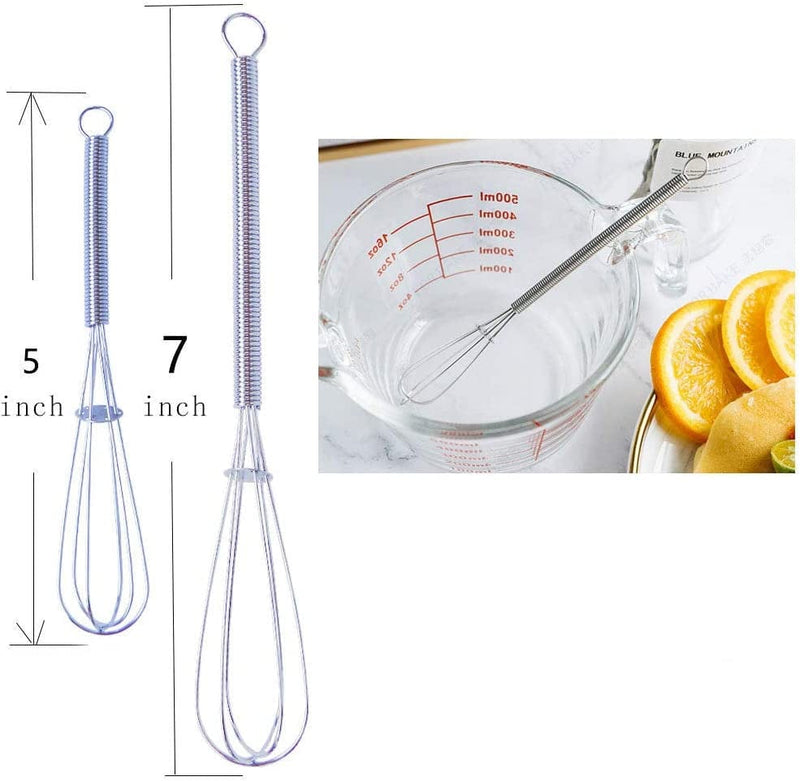4 Mini Wire Kitchen Whisks Set Two 5 Inch + Two 7 Inch | Small Mixing Tools