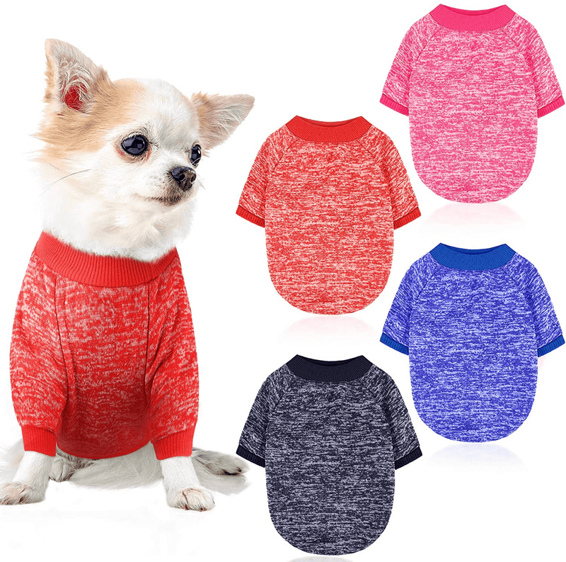 4 Pieces Dog Sweater Pet Dog Clothes Knitwear Cozy Pet Sweater Outfit Soft Thickening Warm Dogs Shirt Winter Puppy Sweater for Dogs Cats (M Size)