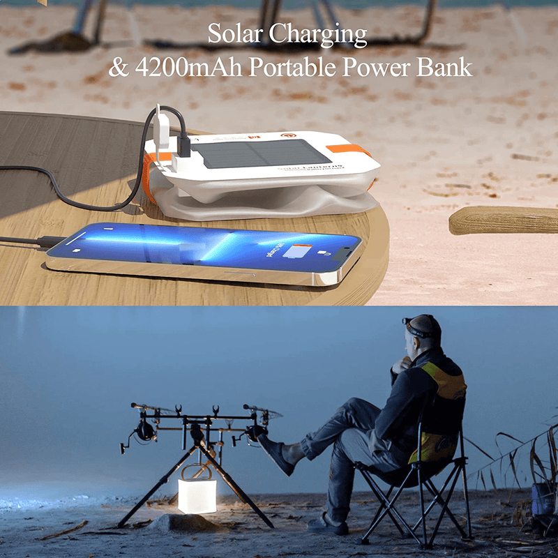 4200Mah Inflatable Solar Lantern,9 Colors Rechargeable Camping Light with 250 Lumens/Rgb Light/80 Hours,Usb Charger Portable Atmosphere Lights with IP67 Waterproof,Collapsible LED Tent Lamp for Hiking