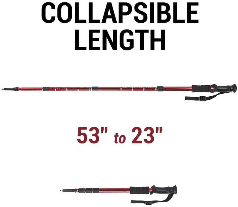 43" Shock-Resistant Adjustable Trekking Pole and Hiking Staff by Crown Sporting Goods