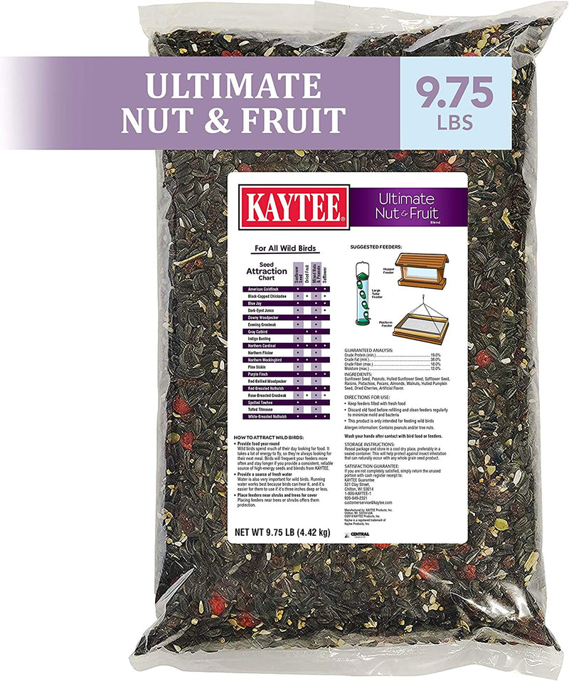 Kaytee Wild Bird Ultimate No Mess Wild Bird Food Seed for Cardinals, Finches, Chickadees, Nuthatches, Woodpeckers, Grosbeaks, Juncos and Other Colorful Songbirds, 9.75 Pound