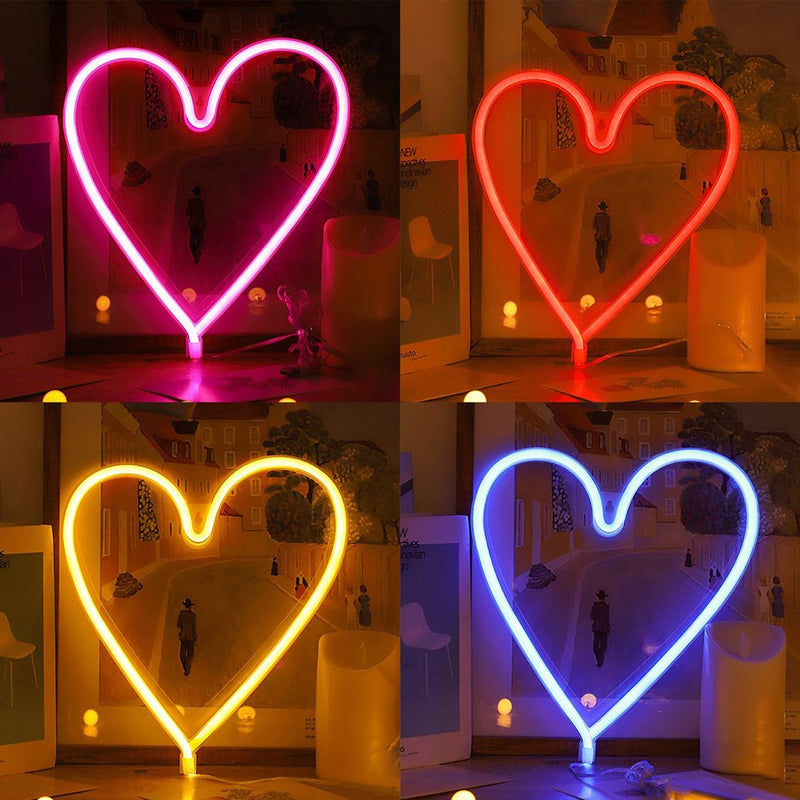 Porfeet LED Neon Light Decorative Rechargeable Romantic Confession Love Heart LED Modeling Neon Light for Valentine'S Day(Warm White)