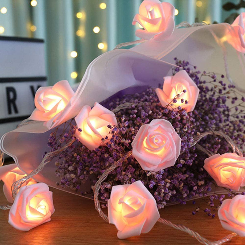 LED Rose Flower String Lights, 7.2 Ft 20 LED Flower Fairy String Light for Holiday Party Wedding, Valentine'S Day, Christmas Decoration