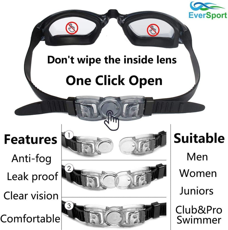 Eversport Swim Goggles Pack of 2 Swimming Goggles anti Fog for Adult Men Women Youth Kids