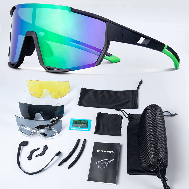 Vanskee Baseball Sunglasses for Men Women, Polarized Sport Cycling Glasses with 5 Lenses