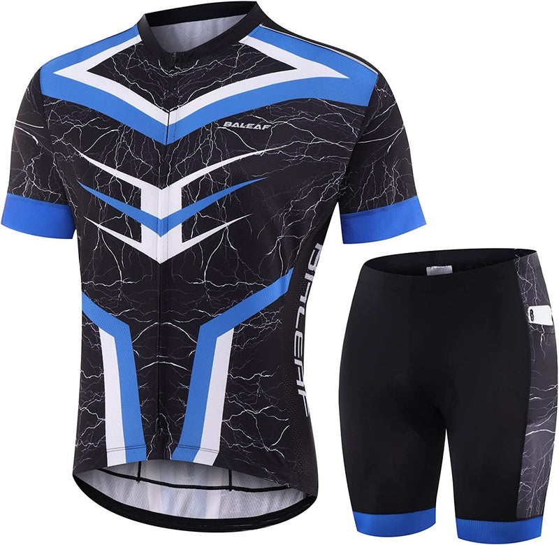BALEAF Men'S Cycling Jersey Set Bicycle Short Sleeve Mountain Bike Shirts Clothing Outfit MTB Summer UPF50+