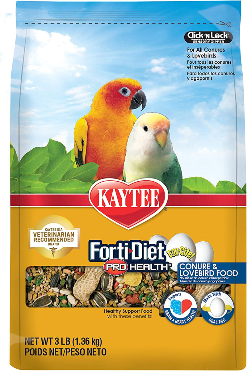 Kaytee Forti-Diet Pro Health Egg-Cite Pet Conure & Lovebird Food, 3 Pound