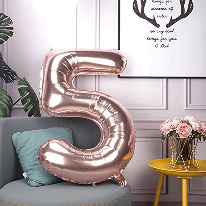 Rose Gold 50 Number Balloons Big Giant Jumbo Large Number 50 Foil Mylar Balloons for Women Men 50Th Birthday Party Supplies 50 Anniversary Events Decorations-40 Inch