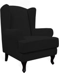 Easy-Going Stretch Wingback Chair Sofa Slipcover 2-Piece Sofa Cover Furniture Protector Couch Soft with Elastic Bottom, Spandex Jacquard Fabric Small Checks, Black