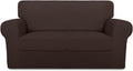 Purefit 4 Pieces Super Stretch Chair Couch Cover for 3 Cushion Slipcover – Spandex Non Slip Soft Sofa Cover for Kids, Pets, Washable Furniture Protector (Sofa, Brown)