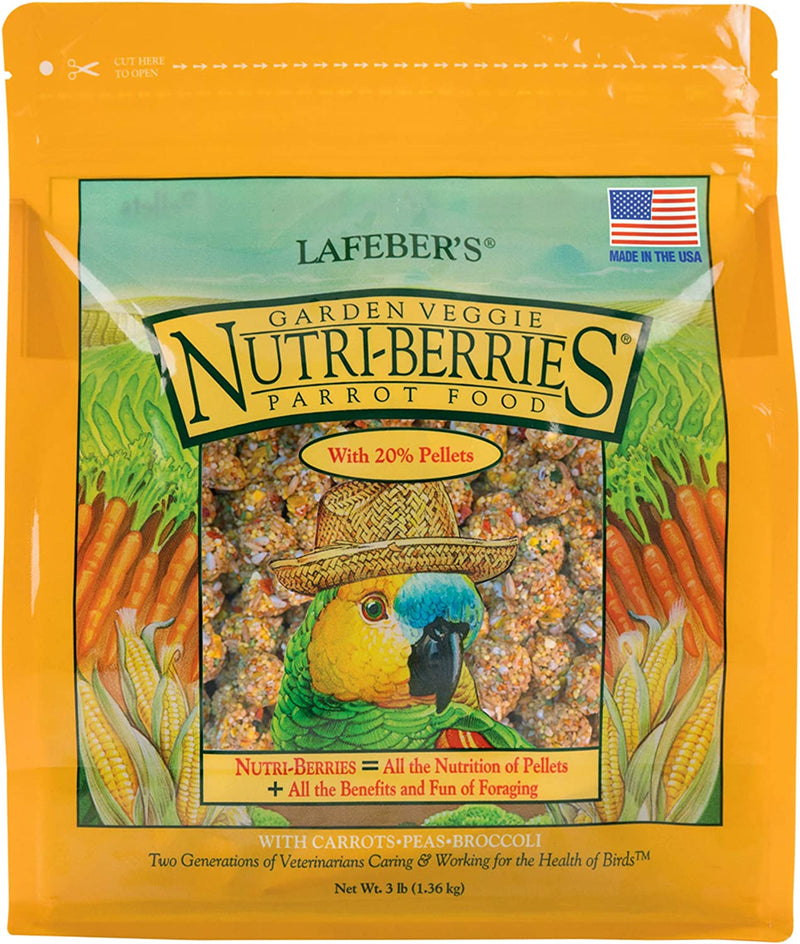 Lafeber Garden Veggie Nutri-Berries Pet Bird Food, Made with Non-Gmo and Human-Grade Ingredients, for Parrots, 3 Lb