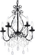 Riomasee Mini Crystal Chandelier 5 Lights Black Chandelier with K9 Crystal Raindrop Iron Ceiling Light Fixtures for Bedroom,Dining,Living Room,Kitchen Lighting