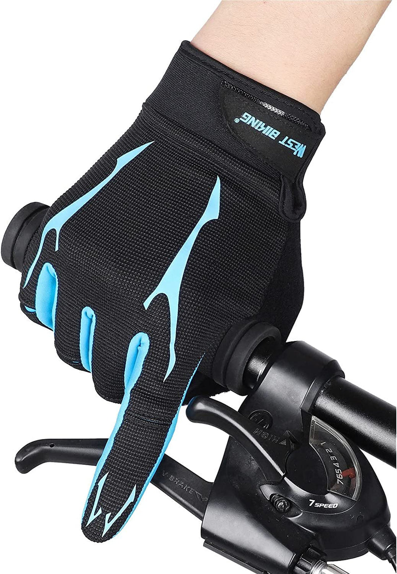Mountain Bike Gloves Full Finger Touch Screen Gloves Anti-Skid Cycling Gloves Wear-Resistant Breathable Women and Men Gel Palm Mittens Shock-Absorbing MTB Gloves Road Bicycle Gloves