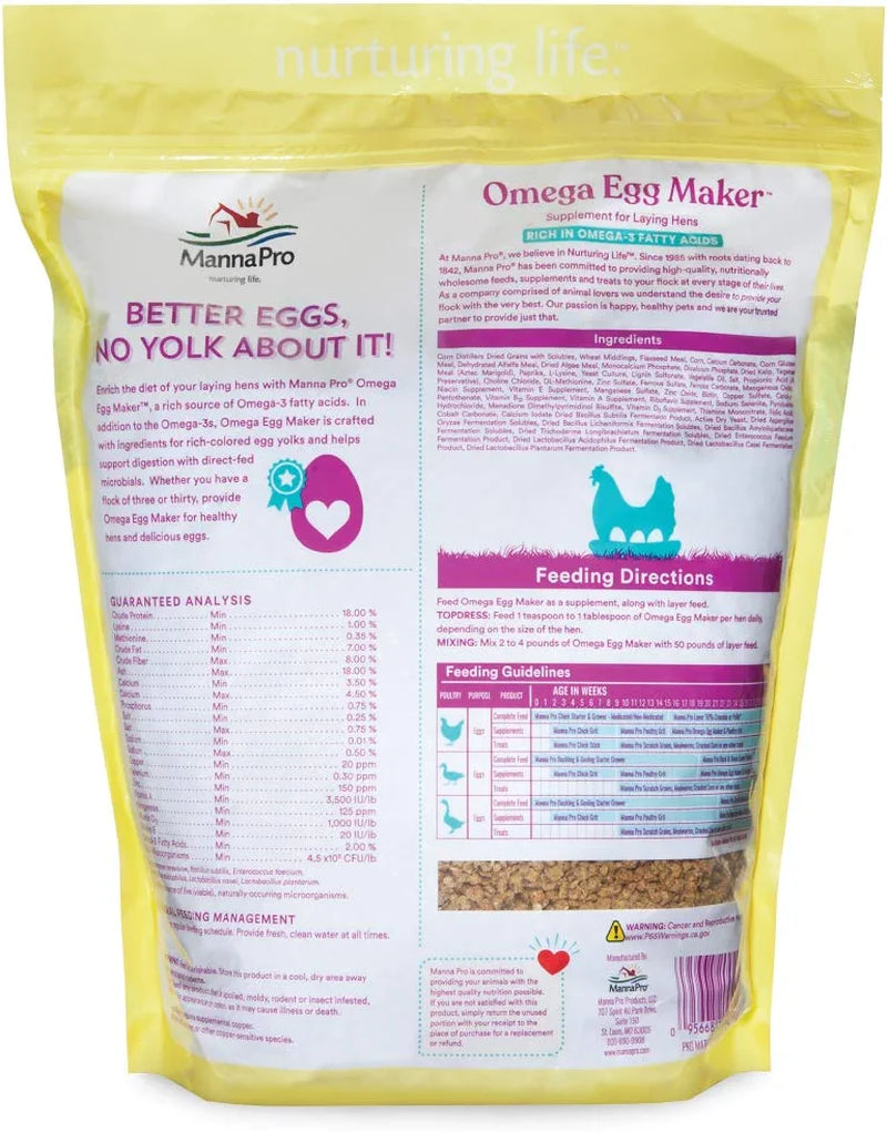 Manna Pro Chicken Feed Supplement | Omega Egg Maker Chicken Supplies | Chicken Food Supplement for Laying Hens | 5 Pounds
