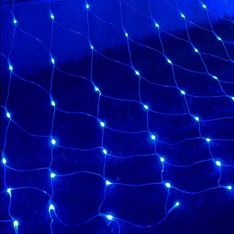 LED Net Mesh String Fairy Lights 200 Leds, 6.56 Ft X 9.84 Ft,8 Modes, Blue Outdoor Transparency String Lights Waterproof Christmas Decorative Lights for Christmas Tree, Holiday, Party, Wedding