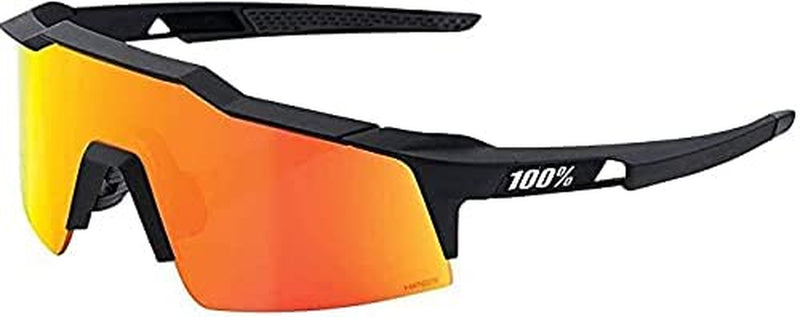 100% Speedcraft XS Sport Performance Sunglasses - Sport and Cycling Eyewear (Soft TACT Black - Hiper Red Multilayer Mirror)