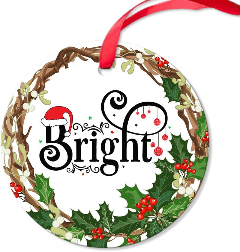 Our First Christmas as Grandparents round Ceramic Ornament Wreath Christmas Ornament Double-Sided Printed Christmas Tree Decorations 3Inch Flat