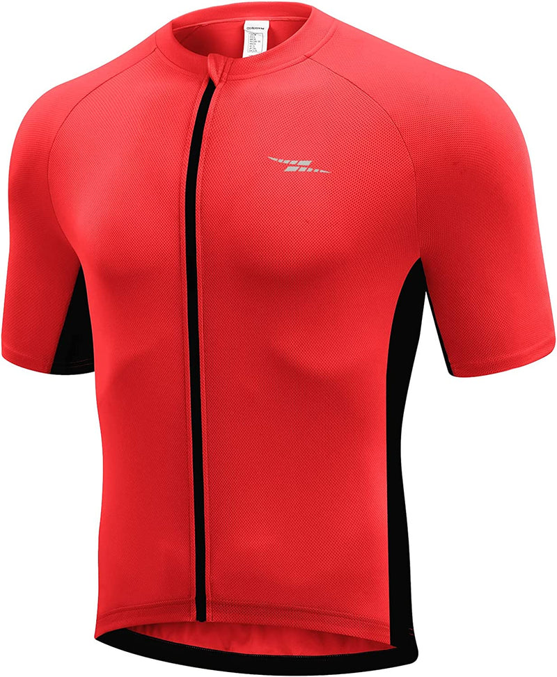 Qualidyne Men'S Cycling Bike Jersey Short Sleeve Full Zipper Bicycle Biking Shirts with 3 Rear Pockets