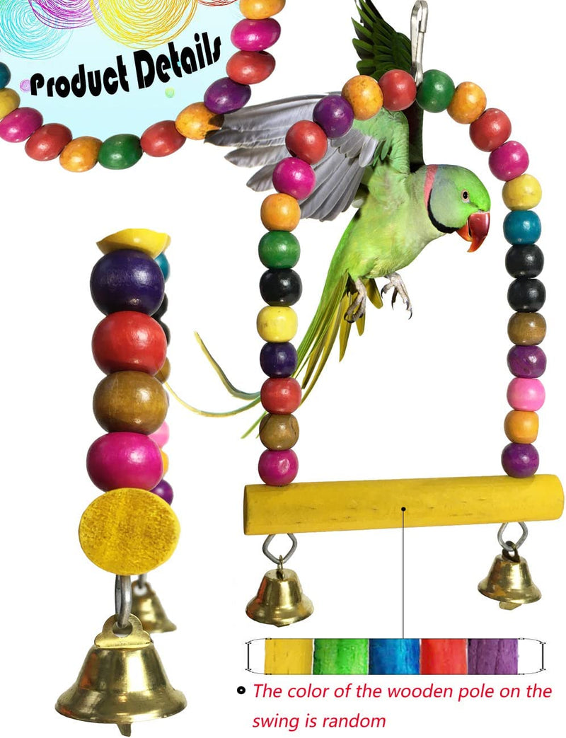 OMYZERO 3Pcs Bird Parrot Toys Swing Hanging, Bird Cage Accessories Toy Perch Ladder Chewing Toys Hammock for Parakeets,Cockatiels,Lovebirds,Conures,Budgie,Macaws,Lovebirds,Finches and Other Small Pets