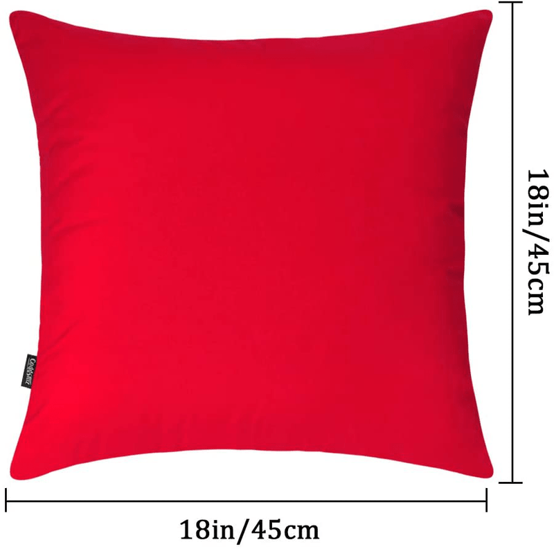 6 Pack Decorative 100% Cotton Pillow Covers 18X18 Inch Square Cushion Cover Solid Throw Pillowcase for Home Bed Sofa (Red, 6 Pack-18" X 18"/45X45Cm)