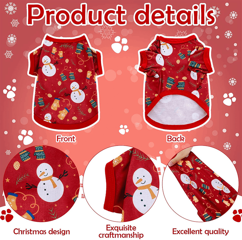 6 Pieces Christmas Dog Clothes Pet Shirts Breathable Puppy Vest Printed Christmas Snowman Reindeer Santa Claus Dog Shirts for Soft Outfit Dogs and Cats