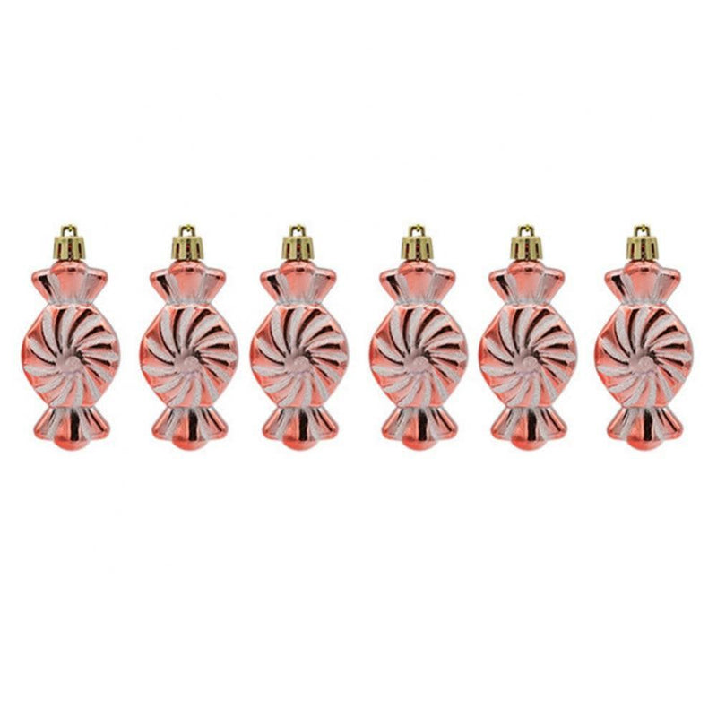 6 Pieces Christmas Glitter Hanging Candy Ornaments, Colorful Xmas Candy Cane Peppermint Tree Decorations for Christmas Tree Home Party Holiday Supplies