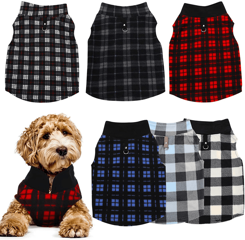 6 Pieces Dog Clothes Dog Sweater with Leash Ring Soft Winter Pet Clothes Warm Dog Sweatshirt PET Fleece Sweater Vest Dog Cozy Jacket for Dogs Supplies