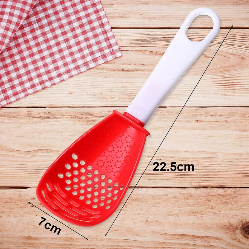 6 Pieces Multifunctional Kitchen Cooking Spoon Heat Resistant Kitchen Spoons Skimmer Scoop Colander Strainer Cooking Gadgets Practical Kitchen Tools for Cooking Draining Mashing (Red)