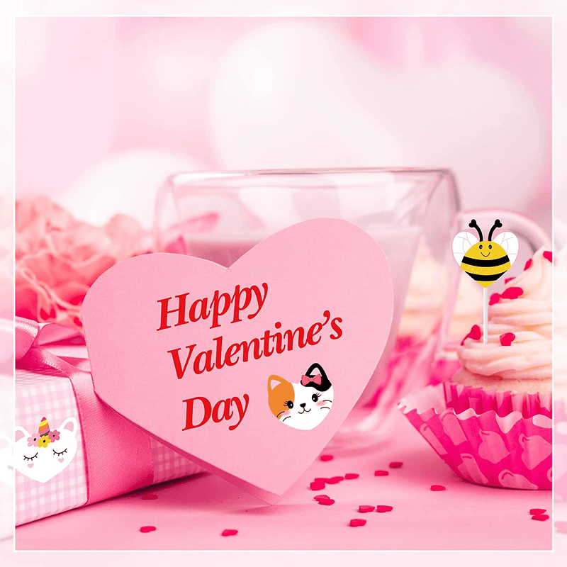 600 Pieces Valentine Roll Stickers for Kids Valentine'S Day Heart Shaped Animal Sticker Heart Labels Greeting Cards Envelope Sealing for Valentines Day Classroom School Decoration Accessories
