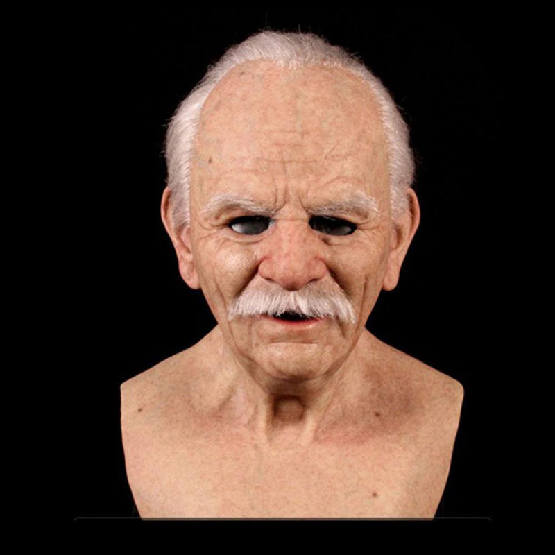 Halloween Old Man Mask,Grandpa Head Halloween Cosplay Party Performance Prop Party Latex Full Head Mask