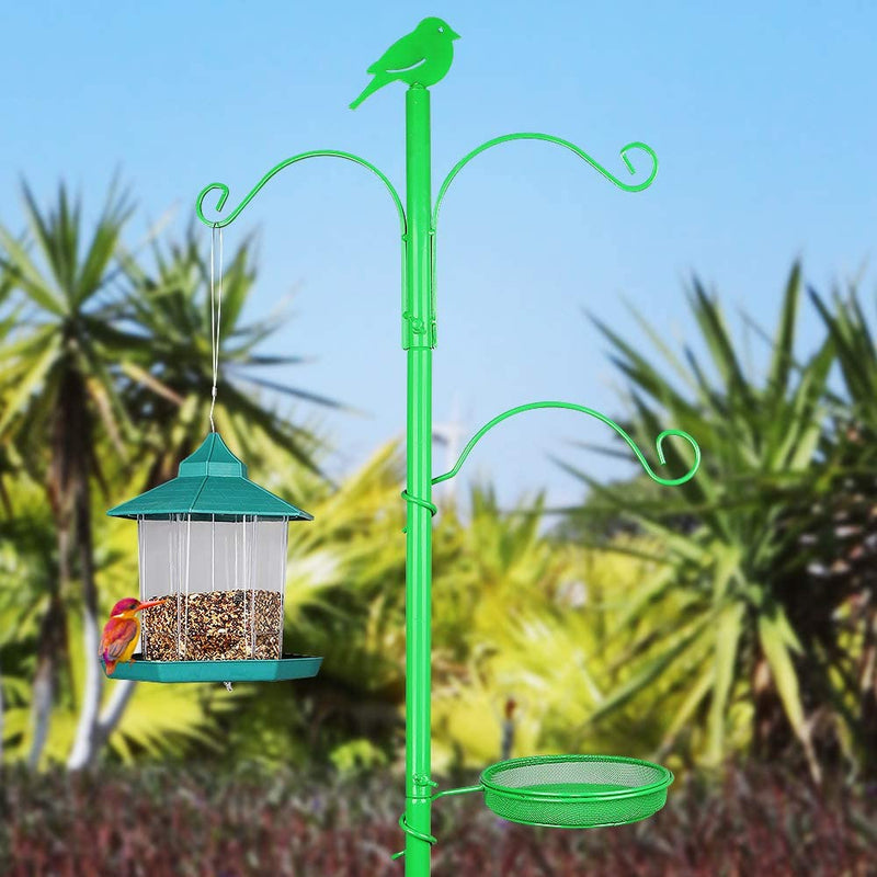 YANZ Bird Feeder Pole, Premium Bird Feeder Stand Outside,Bird Feeding Station Outdoors, 72.8" Tall a Multi Feeder Hanging Kit, Bird Bath for Wild Birds, with Five-Prong Base (Light Green)