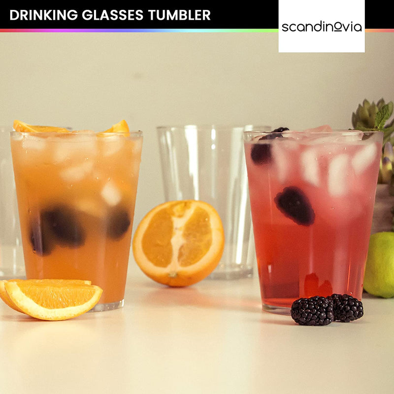 Scandinovia - 20 Oz Drinking Glasses Tumbler (Set of 6) - BPA Free & Shatterproof Tritan Plastic Cups - Dishwasher Safe Drinking Glasses for Juice, Beverages, Drinks, Cocktails & More