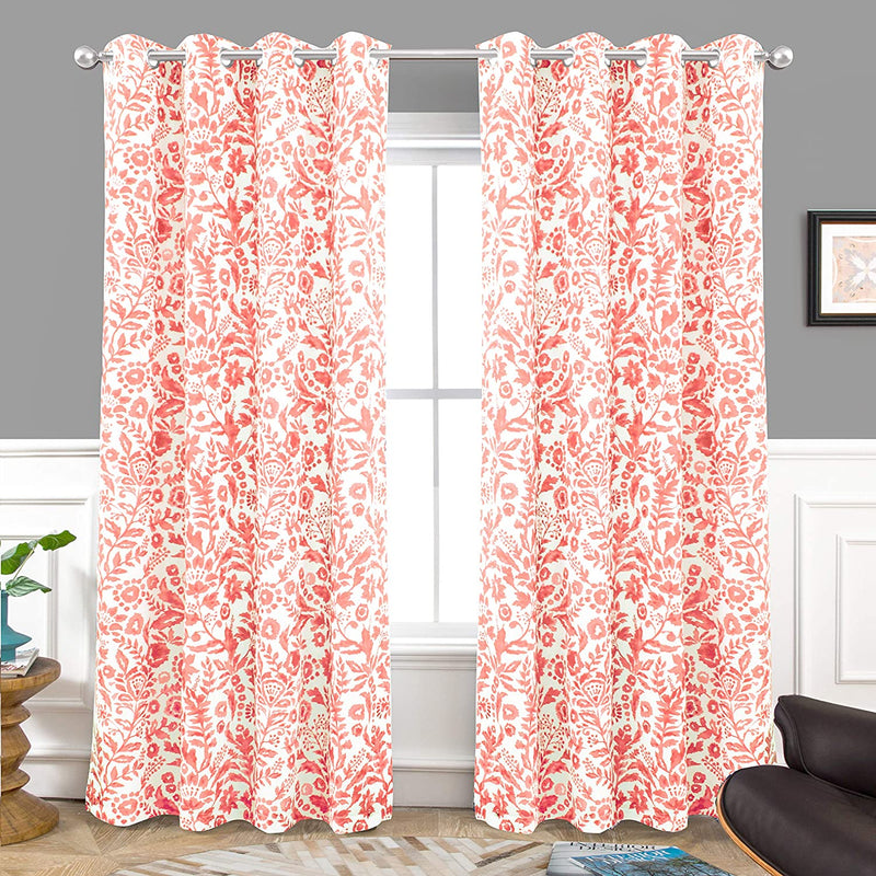 Driftaway Julia Watercolor Blackout Room Darkening Grommet Lined Thermal Insulated Energy Saving Window Curtains 2 Layers 2 Panels Each Size 52 Inch by 84 Inch Blush