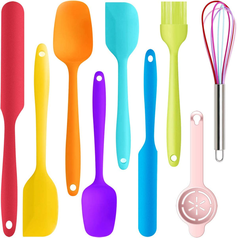 Multicolor Silicone Spatula Set - 446°F Heat Resistant Rubber Spatulas for Cooking,Baking,Mixing.One Piece Design with Stainless Steel Core.Nonstick Cookware Friendly,Bpa-Free,Dishwasher Safe