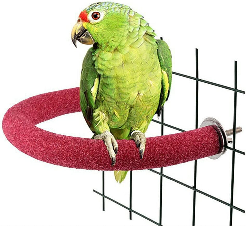 Frgkbtm U Shape Parrot Perch Stand Pet Toy Bird Platform Sand Paw Grinding Clean Stick Cage Exercise Conure Budgie Cockatiel Accessories (Red Large)