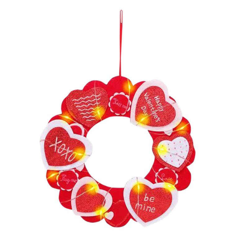GOPERLLE Valentine'S Day LED Light Heart Wreath Door Wall Hanger